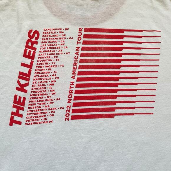 The Killers Imploding The Mirage 2022 Tour Ringer T-shirt XL White Red Cotton - Picture 4 of 9